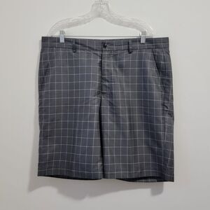 GREG NORMAN Gray Plaid Golf Shorts Size 38